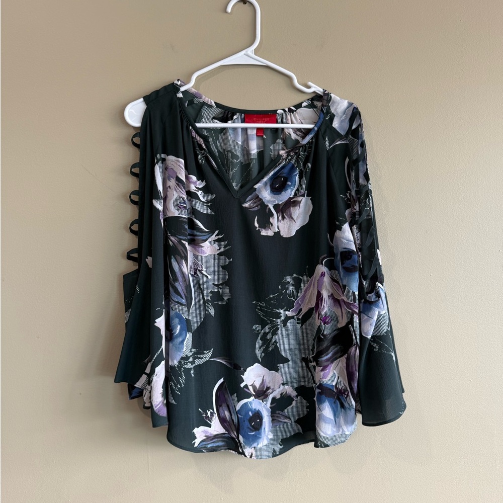 Jennifer Lopez Cut Out Bell Sleeve Blouse - Picture 2 of 8